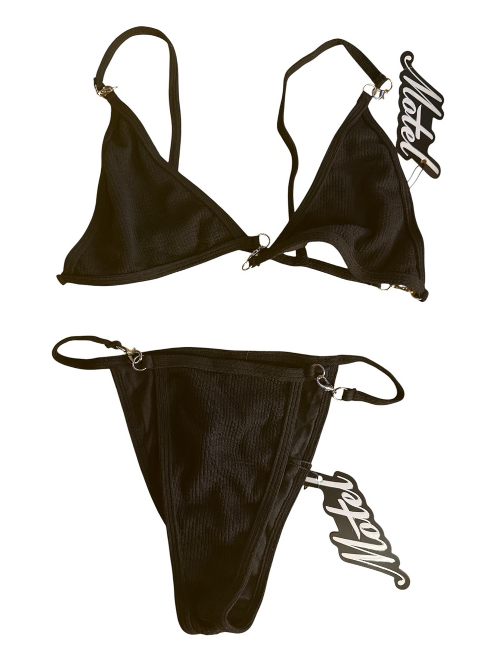 Motel Rocks Black Triangle Vana Bikini Set NWT Small